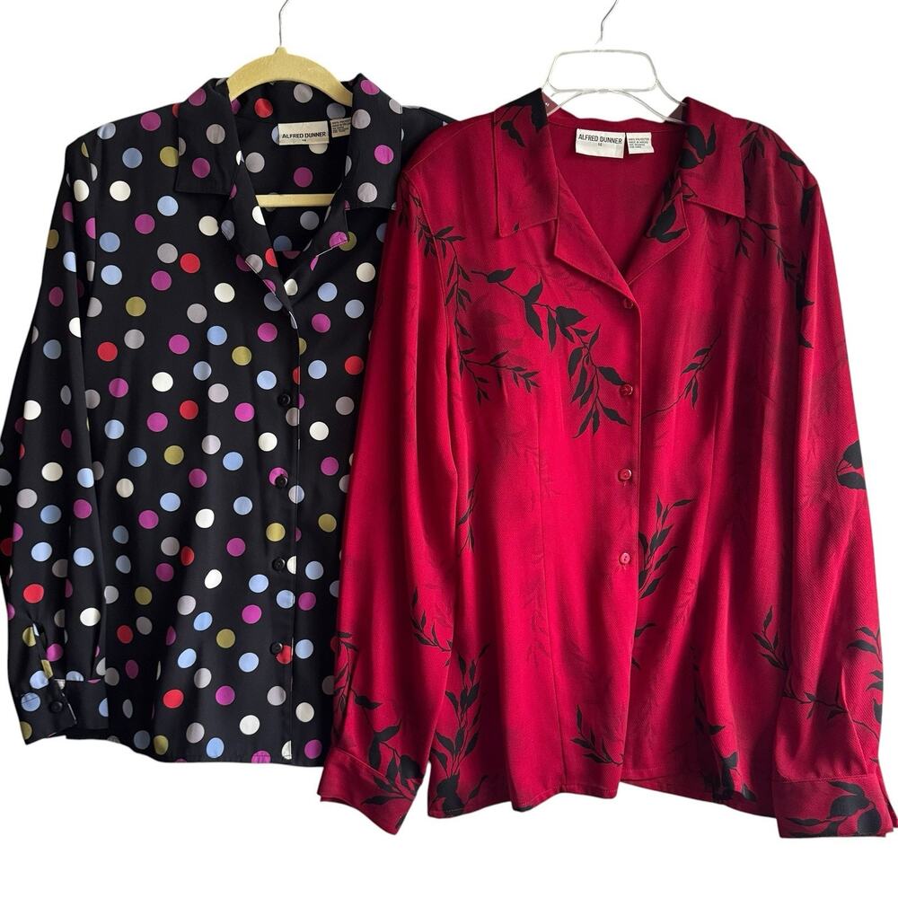 Career Casual Tops Sz 14 XL Lot of 2 Button Up Blouses Office Flowy Whimsigoth